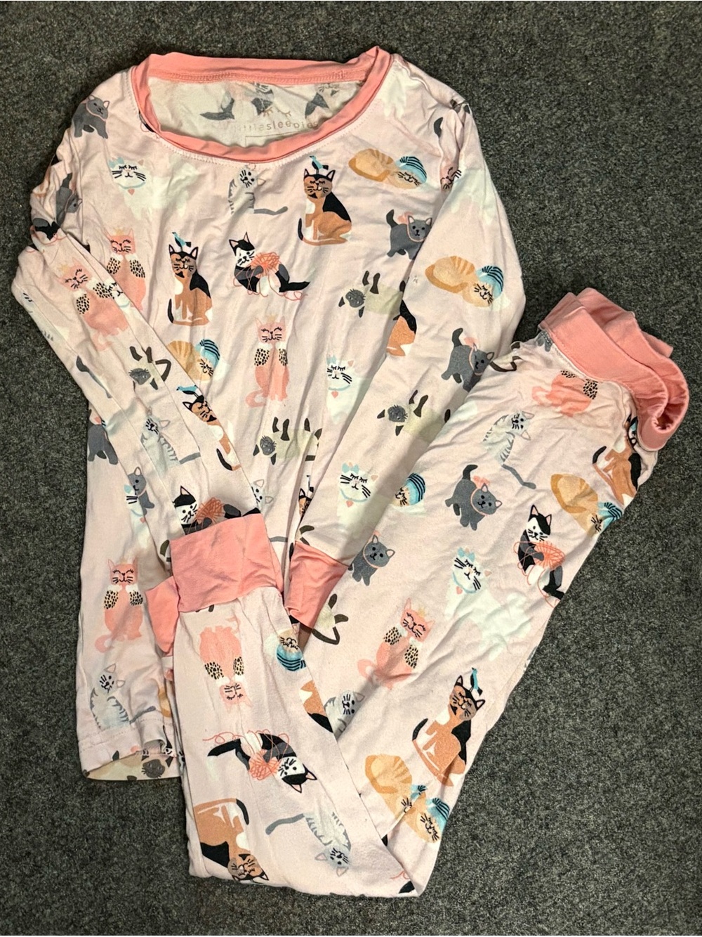 Little Sleepies Pink Cat & Yarn Print Pajama Set